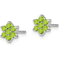 14K White Gold Floral Peridot Stud Earrings - 0.083 Carat Total Peridot Weight by Monteluci Fine Jewelry