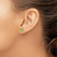 14K White Gold Floral Peridot Stud Earrings - 0.083 Carat Total Peridot Weight by Monteluci Fine Jewelry