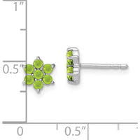 14K White Gold Floral Peridot Stud Earrings - 0.083 Carat Total Peridot Weight by Monteluci Fine Jewelry