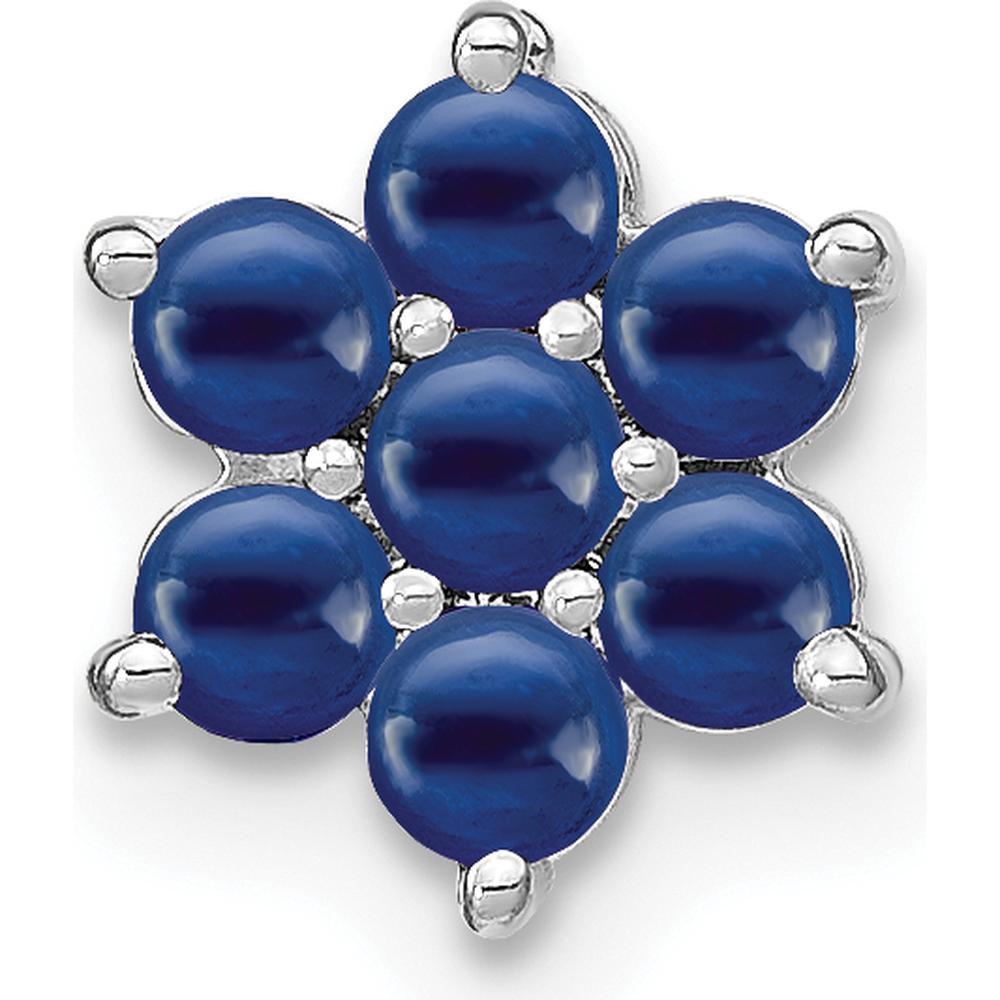 14K White Gold Floral Sapphire Pendant with Round Natural Sapphires - 0.1107 Carat Total Weight by Lumare Gioia