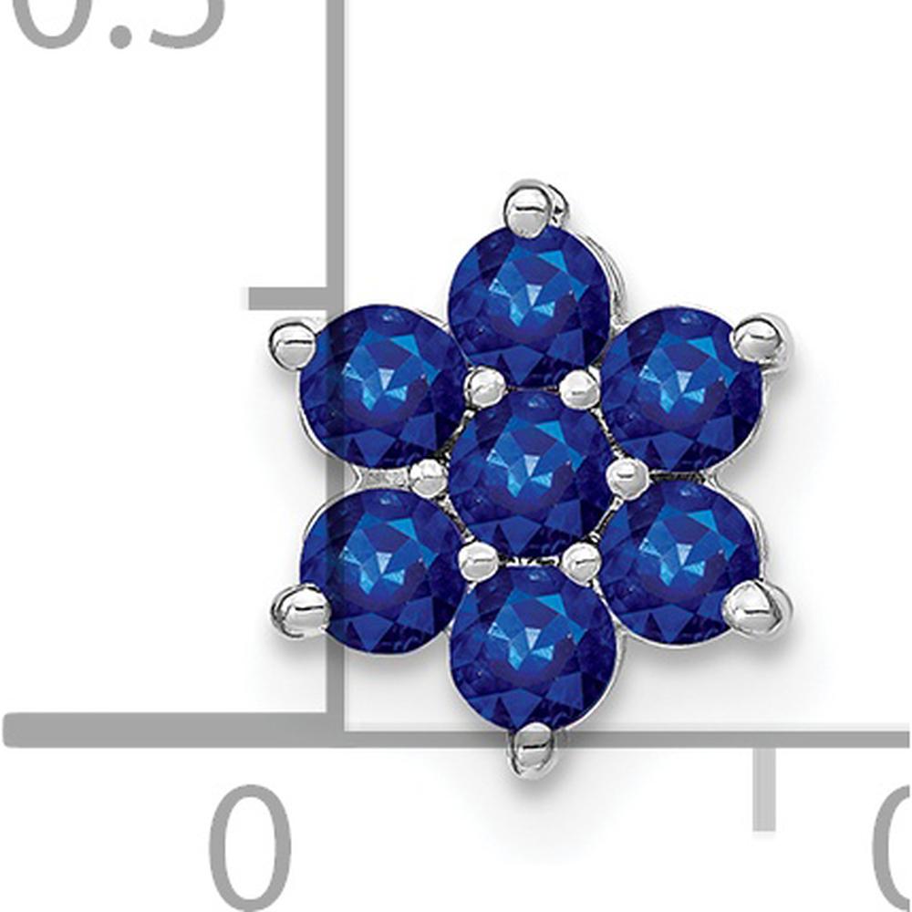 14K White Gold Floral Sapphire Pendant with Round Natural Sapphires - 0.1107 Carat Total Weight by Lumare Gioia
