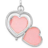 14K White Gold Floral "Special Mum" Reversible Heart Locket with Movable Charm and Rhodium Plating by Oro Pregiato