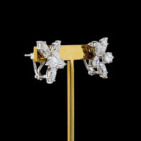 14K White Gold Floral Stud Earrings with Marquise and Pear Cut Lab Diamonds - 6.30 Carats Total Diamond Weight - Covaloro Fine Jewelry