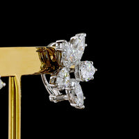 14K White Gold Floral Stud Earrings with Marquise and Pear Cut Lab Diamonds - 6.30 Carats Total Diamond Weight - Covaloro Fine Jewelry