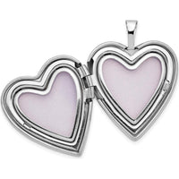 14K White Gold Floral Vine Border Heart Locket Pendant with Engravable Surface - 20mm by Monteluci Fine Jewelry