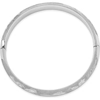 14K White Gold Florentine Engraved Hinged Bangle Bracelet - 10mm Width by 0