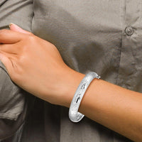 14K White Gold Florentine Engraved Hinged Bangle Bracelet - 10mm Width by 0