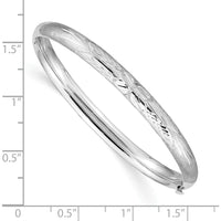 14K White Gold Florentine Hinged Baby Bangle with Secure Box Catch Clasp by 0