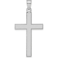14K White Gold Florentine Satin Cross Pendant - 42.6mm Length by Oro Pregiato