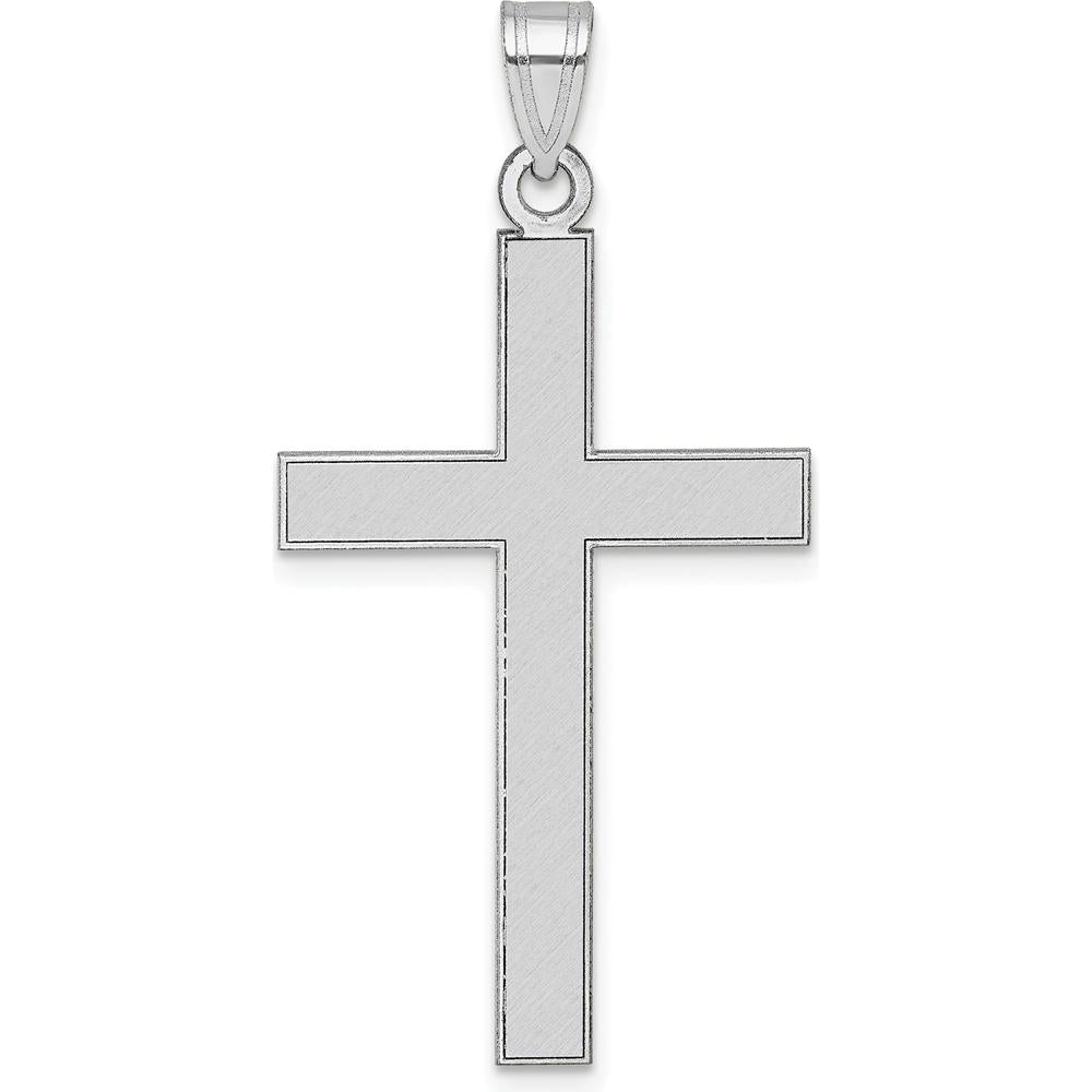 14K White Gold Florentine Satin Cross Pendant - 42.6mm Length by Oro Pregiato