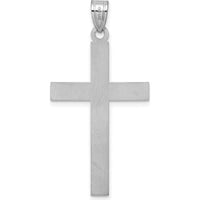 14K White Gold Florentine Satin Cross Pendant - 42.6mm Length by Oro Pregiato
