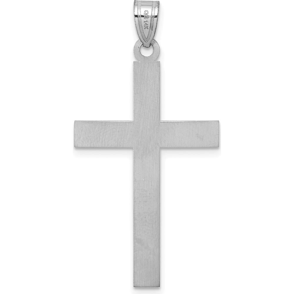 14K White Gold Florentine Satin Cross Pendant - 42.6mm Length by Oro Pregiato