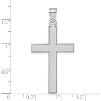 14K White Gold Florentine Satin Cross Pendant - 42.6mm Length by Oro Pregiato