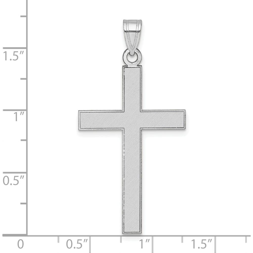 14K White Gold Florentine Satin Cross Pendant - 42.6mm Length by Oro Pregiato