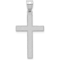 14K White Gold Florentine Satin Cross Pendant with Rhodium Plating by Oro Pregiato