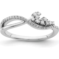 14K White Gold Florina Wave Ring with Round Natural Diamonds in Pavé and Prong Settings - 0.20 Carat Total Diamond Weight by 0