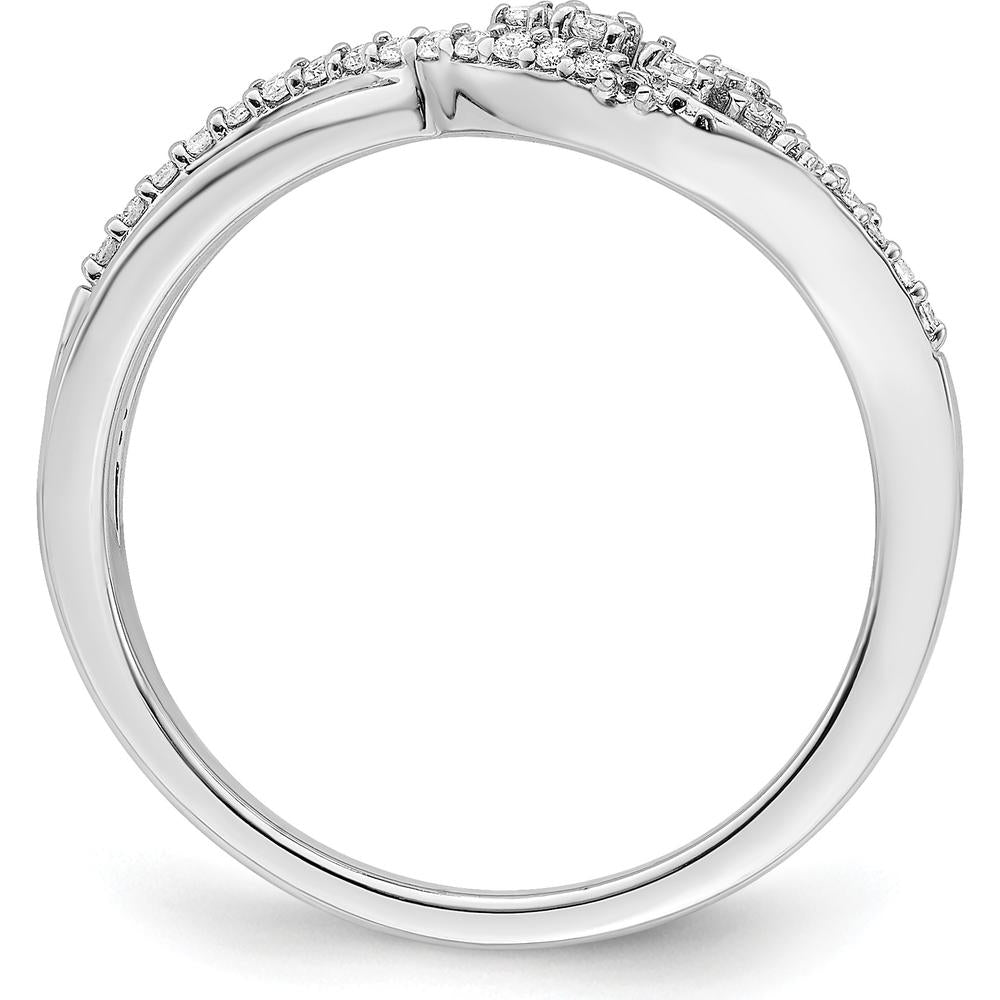 14K White Gold Florina Wave Ring with Round Natural Diamonds in Pavé and Prong Settings - 0.20 Carat Total Diamond Weight by 0