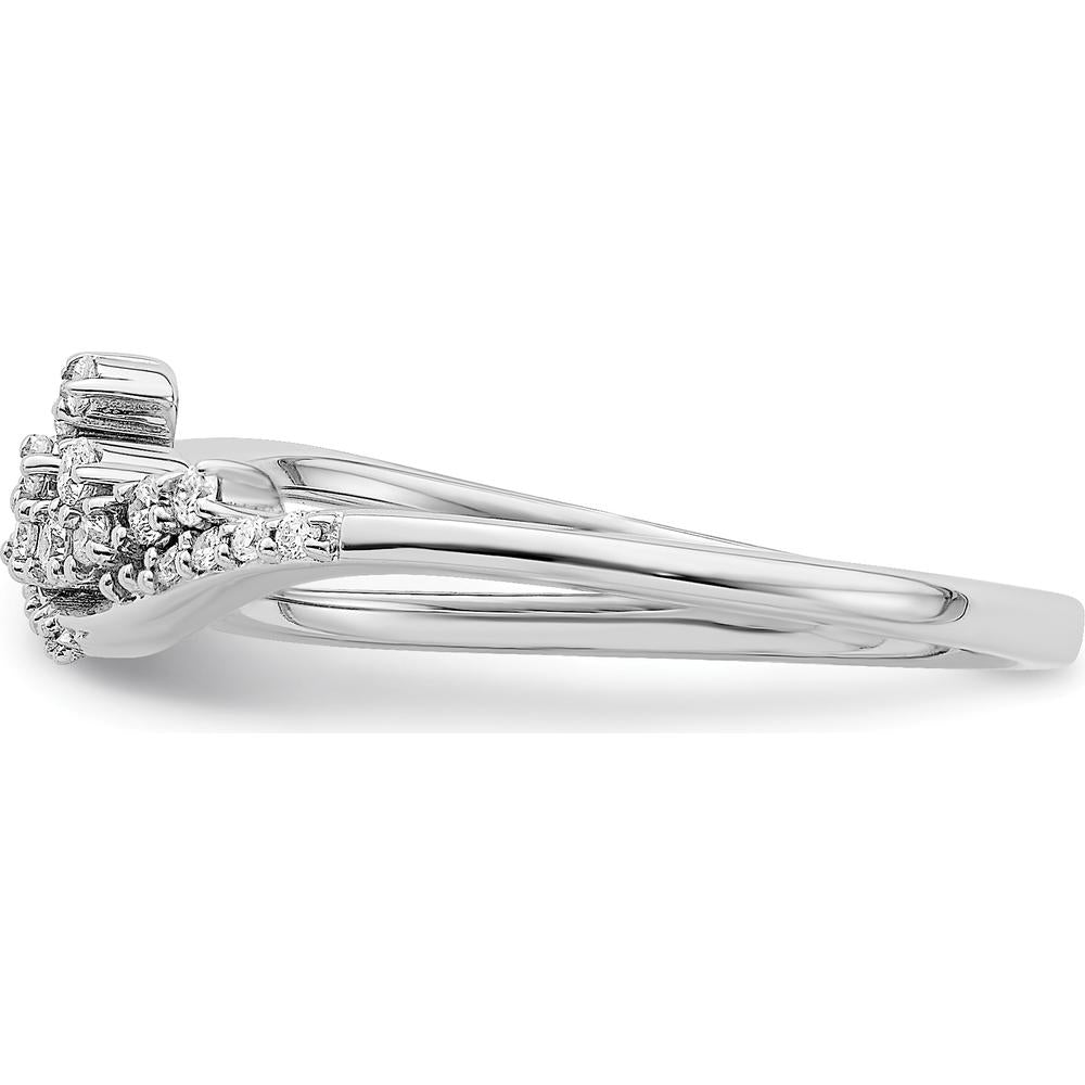 14K White Gold Florina Wave Ring with Round Natural Diamonds in Pavé and Prong Settings - 0.20 Carat Total Diamond Weight by 0