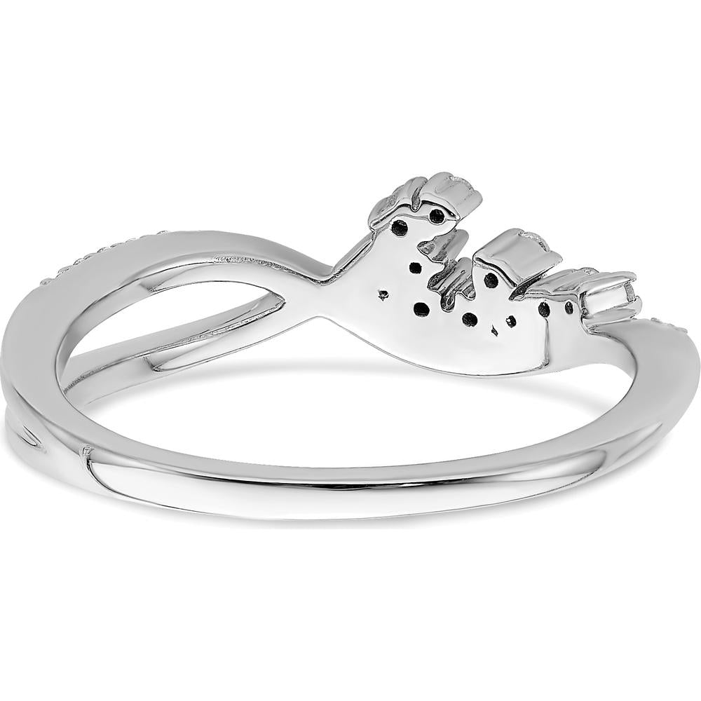 14K White Gold Florina Wave Ring with Round Natural Diamonds in Pavé and Prong Settings - 0.20 Carat Total Diamond Weight by 0