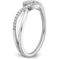 14K White Gold Florina Wave Ring with Round Natural Diamonds in Pavé and Prong Settings - 0.20 Carat Total Diamond Weight by 0