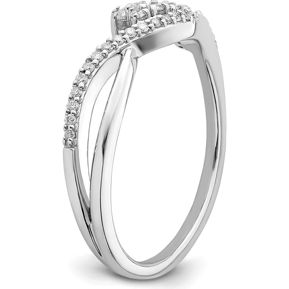14K White Gold Florina Wave Ring with Round Natural Diamonds in Pavé and Prong Settings - 0.20 Carat Total Diamond Weight by 0