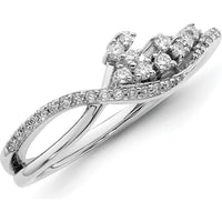 14K White Gold Florina Wave Ring with Round Natural Diamonds in Pavé and Prong Settings - 0.20 Carat Total Diamond Weight by 0