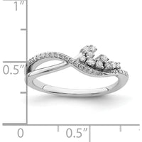 14K White Gold Florina Wave Ring with Round Natural Diamonds in Pavé and Prong Settings - 0.20 Carat Total Diamond Weight by 0