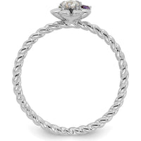 14K White Gold Flower Birthstone Ring with Diamond and Emerald, Ruby, and Amethyst Stones - Custom Mother's Ring by Oro Pregiato