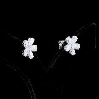 14K White Gold Flower Cluster Stud Earrings with Pear Shape Lab Diamonds - 3.70 Carat Total Weight (E-F Color, VS Clarity) - Covaloro Fine Jewelry