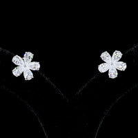 14K White Gold Flower Cluster Stud Earrings with Pear Shape Lab Diamonds - 3.70 Carat Total Weight (E-F Color, VS Clarity) - Covaloro Fine Jewelry