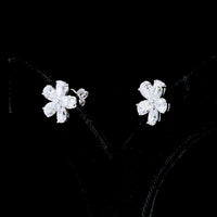 14K White Gold Flower Cluster Stud Earrings with Pear Shape Lab Diamonds - 3.70 Carat Total Weight (E-F Color, VS Clarity) - Covaloro Fine Jewelry