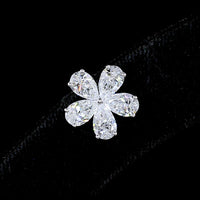 14K White Gold Flower Cluster Stud Earrings with Pear Shape Lab Diamonds - 3.70 Carat Total Weight (E-F Color, VS Clarity) - Covaloro Fine Jewelry