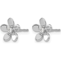 14K White Gold Flower Design Diamond Stud Earrings - 0.025 Carats Total Diamond Weight by Monteluci Fine Jewelry