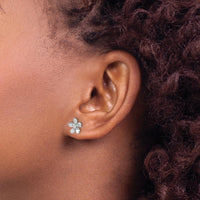 14K White Gold Flower Design Diamond Stud Earrings - 0.025 Carats Total Diamond Weight by Monteluci Fine Jewelry