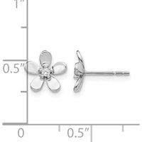 14K White Gold Flower Design Diamond Stud Earrings - 0.025 Carats Total Diamond Weight by Monteluci Fine Jewelry