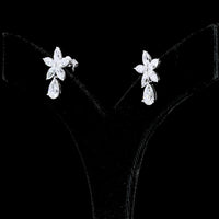 14K White Gold Flower Drop Earrings with Pear and Marquise Lab Diamonds - 3.20 Carats Total Diamond Weight - Covaloro Fine Jewelry