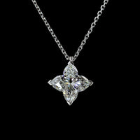 14K White Gold Flower-Shaped Solitaire Pendant with 2.13 Carat Lab-Grown Diamond - E-F Color VVS2 Clarity - Covaloro Fine Jewelry