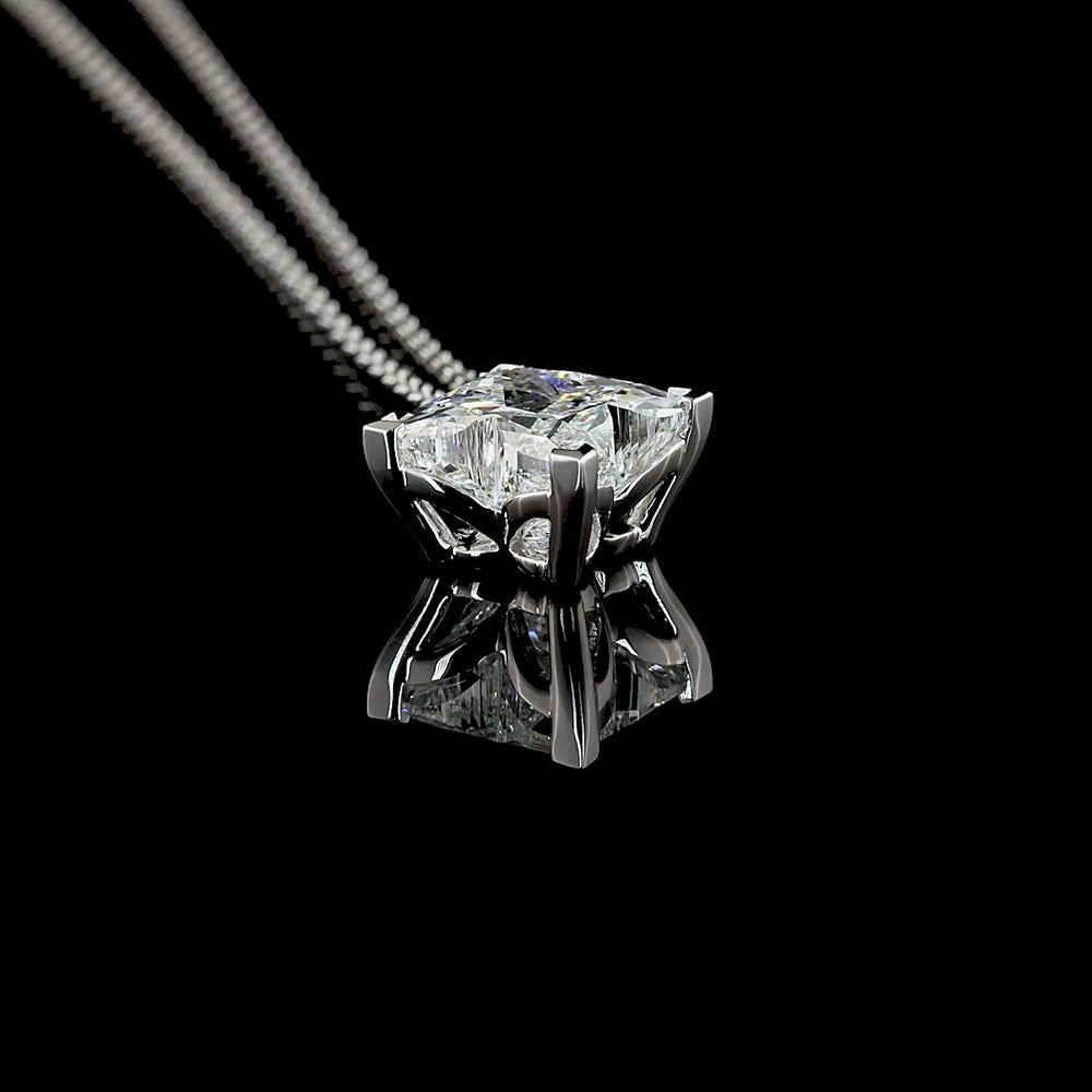 14K White Gold Flower-Shaped Solitaire Pendant with 2.13 Carat Lab-Grown Diamond - E-F Color VVS2 Clarity - Covaloro Fine Jewelry