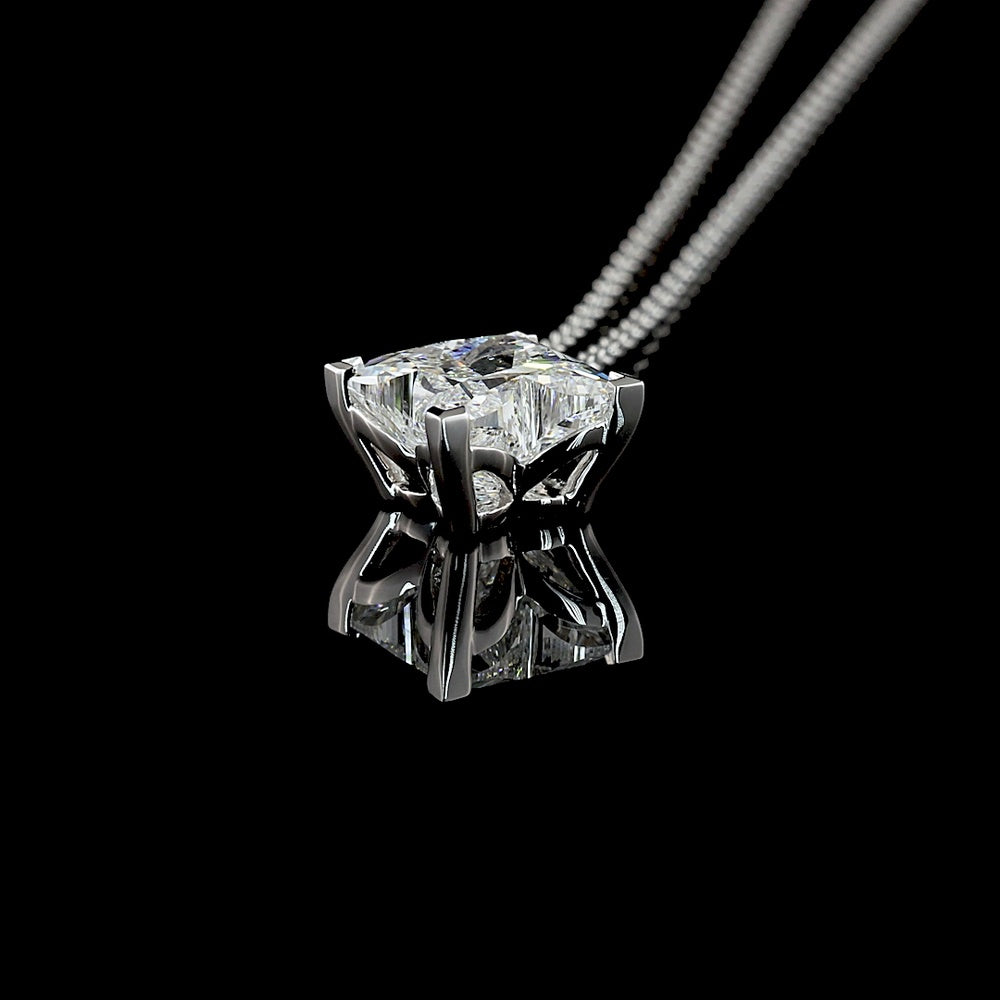 14K White Gold Flower-Shaped Solitaire Pendant with 2.13 Carat Lab-Grown Diamond - E-F Color VVS2 Clarity - Covaloro Fine Jewelry