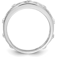 14K White Gold Flower Vine Design Diamond Ring with Round Diamonds - 0.012 Carat Total Diamond Weight by 0