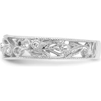 14K White Gold Flower Vine Design Diamond Ring with Round Diamonds - 0.012 Carat Total Diamond Weight by 0