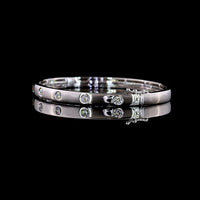 14K White Gold Flush-Set Lab Diamond Bangle with 7 Round Brilliant Cut Stones - 0.79 Carat Total Diamond Weight, E-F Color, VS1 Clarity - Covaloro Fine Jewelry
