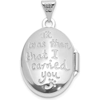 14K White Gold Footprints Reversible 19x15mm Oval Locket - Polished Finish, Holds 2 Photos by Oro Pregiato
