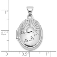 14K White Gold Footprints Reversible 19x15mm Oval Locket - Polished Finish, Holds 2 Photos by Oro Pregiato