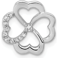 14K White Gold Four Leaf Clover Slide Pendant with Natural Diamonds - 1/15 Carat Total Diamond Weight by Monteluci Fine Jewelry