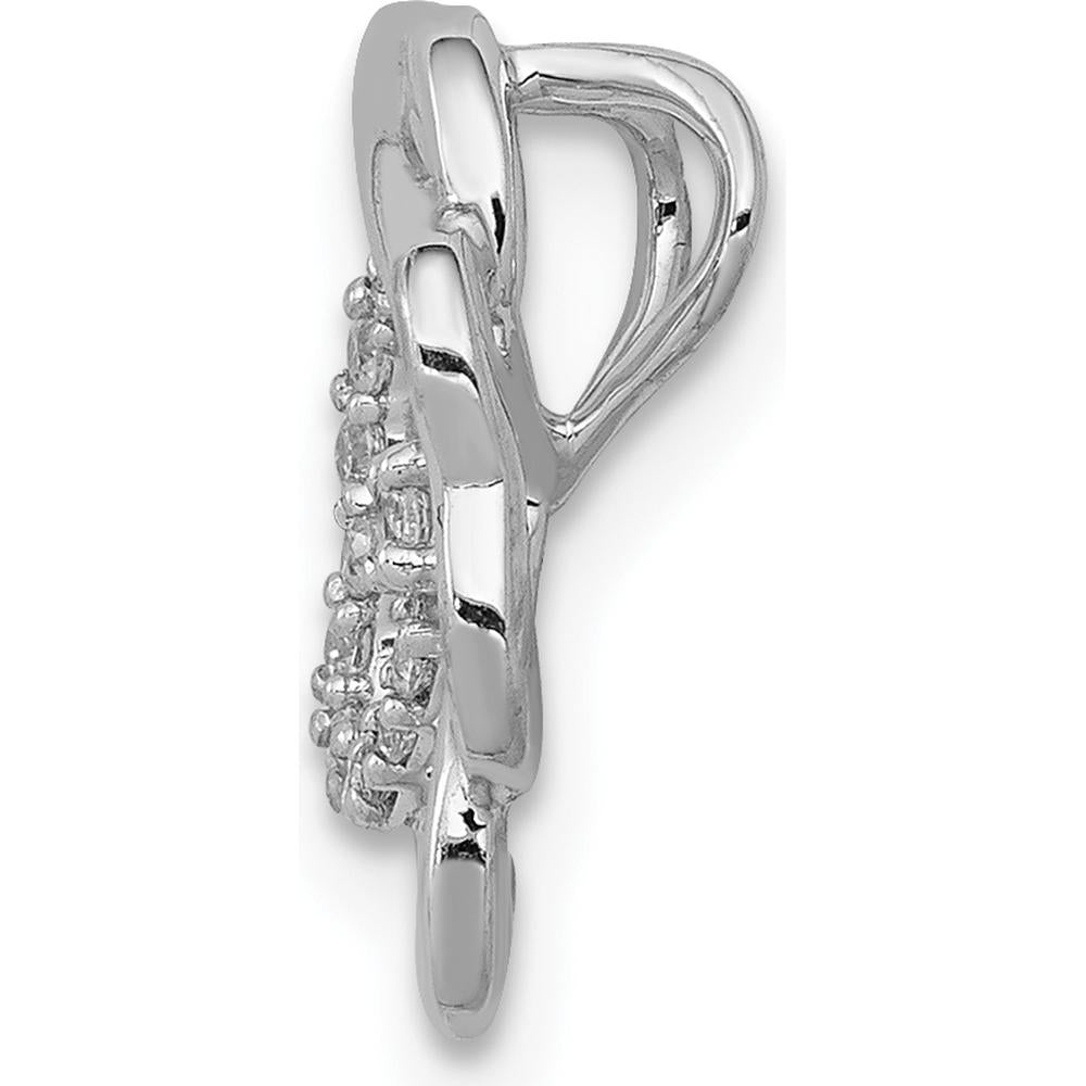14K White Gold Four Leaf Clover Slide Pendant with Natural Diamonds - 1/15 Carat Total Diamond Weight by Monteluci Fine Jewelry
