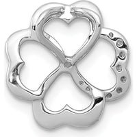14K White Gold Four Leaf Clover Slide Pendant with Natural Diamonds - 1/15 Carat Total Diamond Weight by Monteluci Fine Jewelry