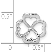 14K White Gold Four Leaf Clover Slide Pendant with Natural Diamonds - 1/15 Carat Total Diamond Weight by Monteluci Fine Jewelry