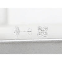 14K White Gold Four-Leaf Clover Stud Earrings with Pear and Round Diamonds - 0.50 Carat Total Diamond Weight - Royal Jewelry