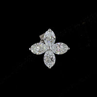 14K White Gold Four-Leaf Floral Stud Earrings with Marquise-Cut Lab Diamonds - 2.03 Carats Total Diamond Weight - Covaloro Fine Jewelry